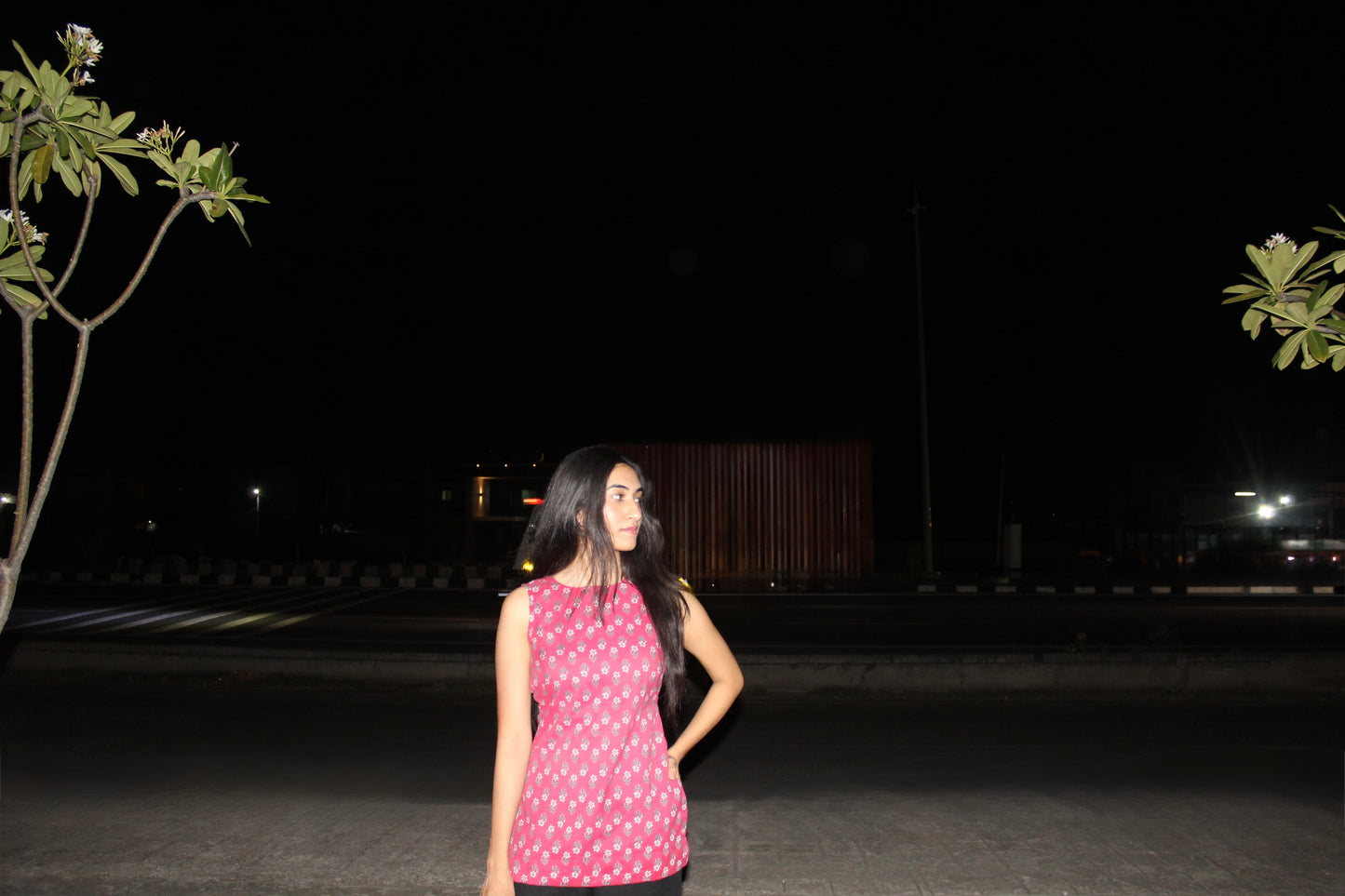 Pink Petal Short Cotton Kurti