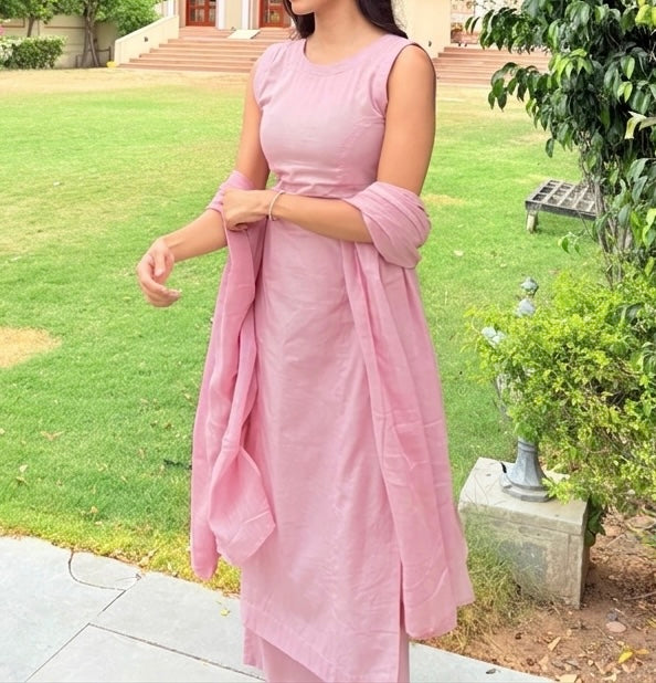 Powder Pink Cotton Suit Set