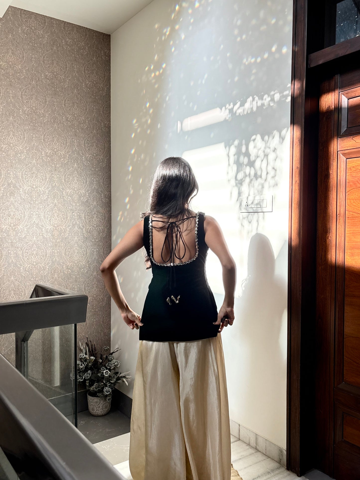 Midnight Black Velvet Suit Set