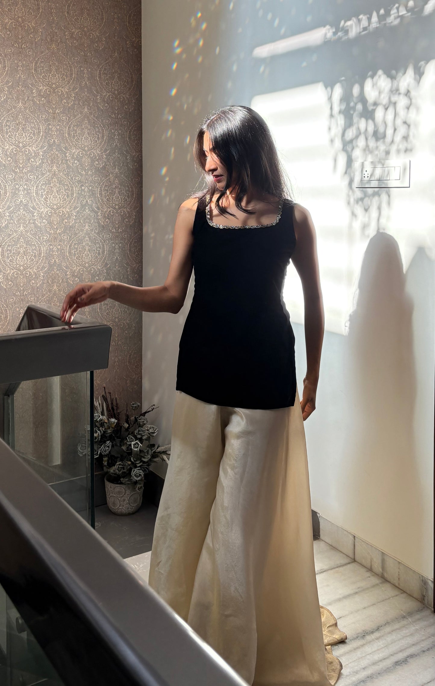 Midnight Black Velvet Suit Set