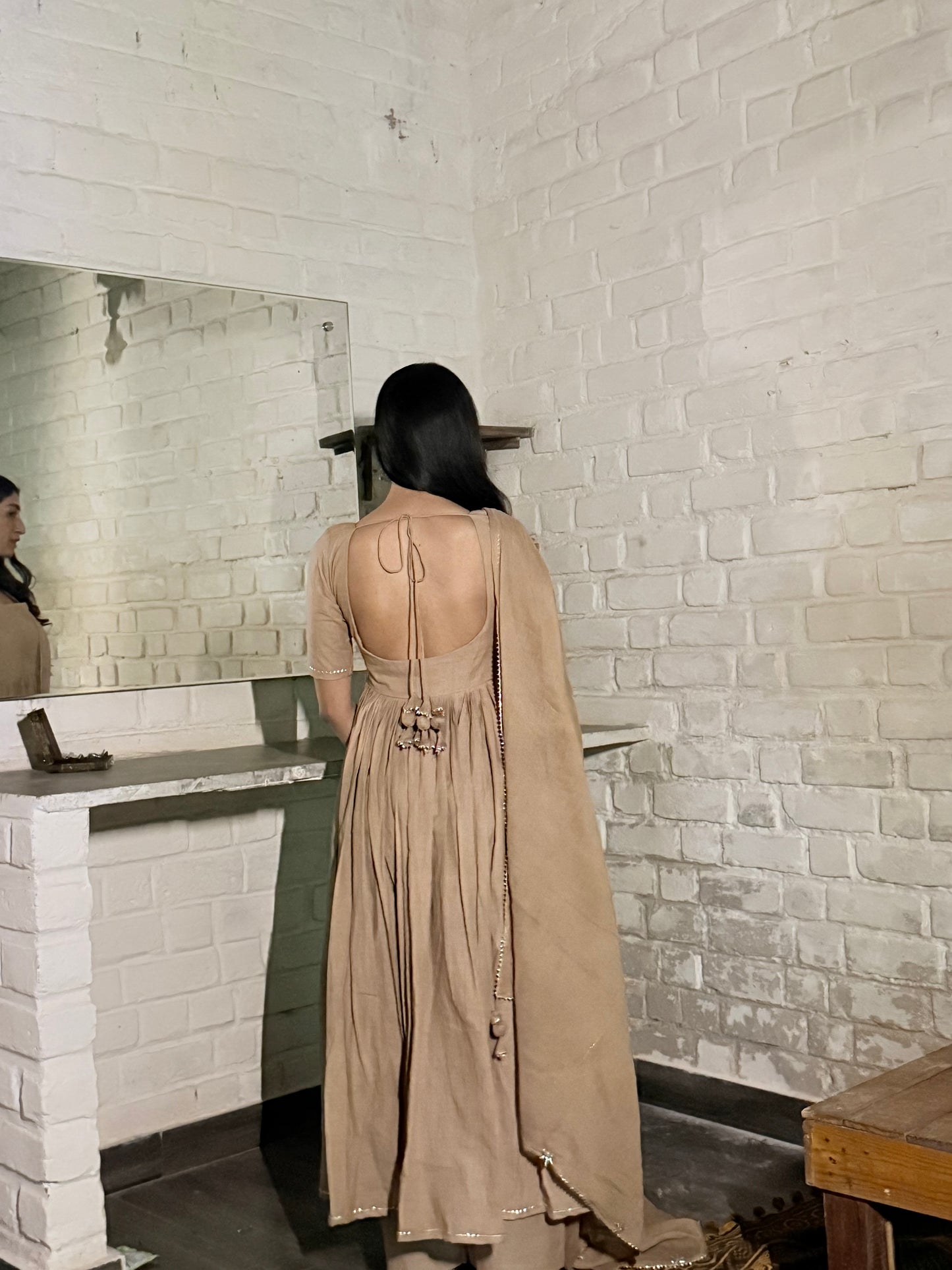 Pastel Sand Cotton Suit Set