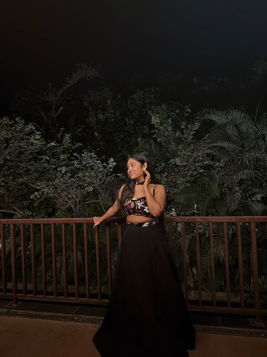 Midnight Muse- Black Intricately Embellished Lehenga Set