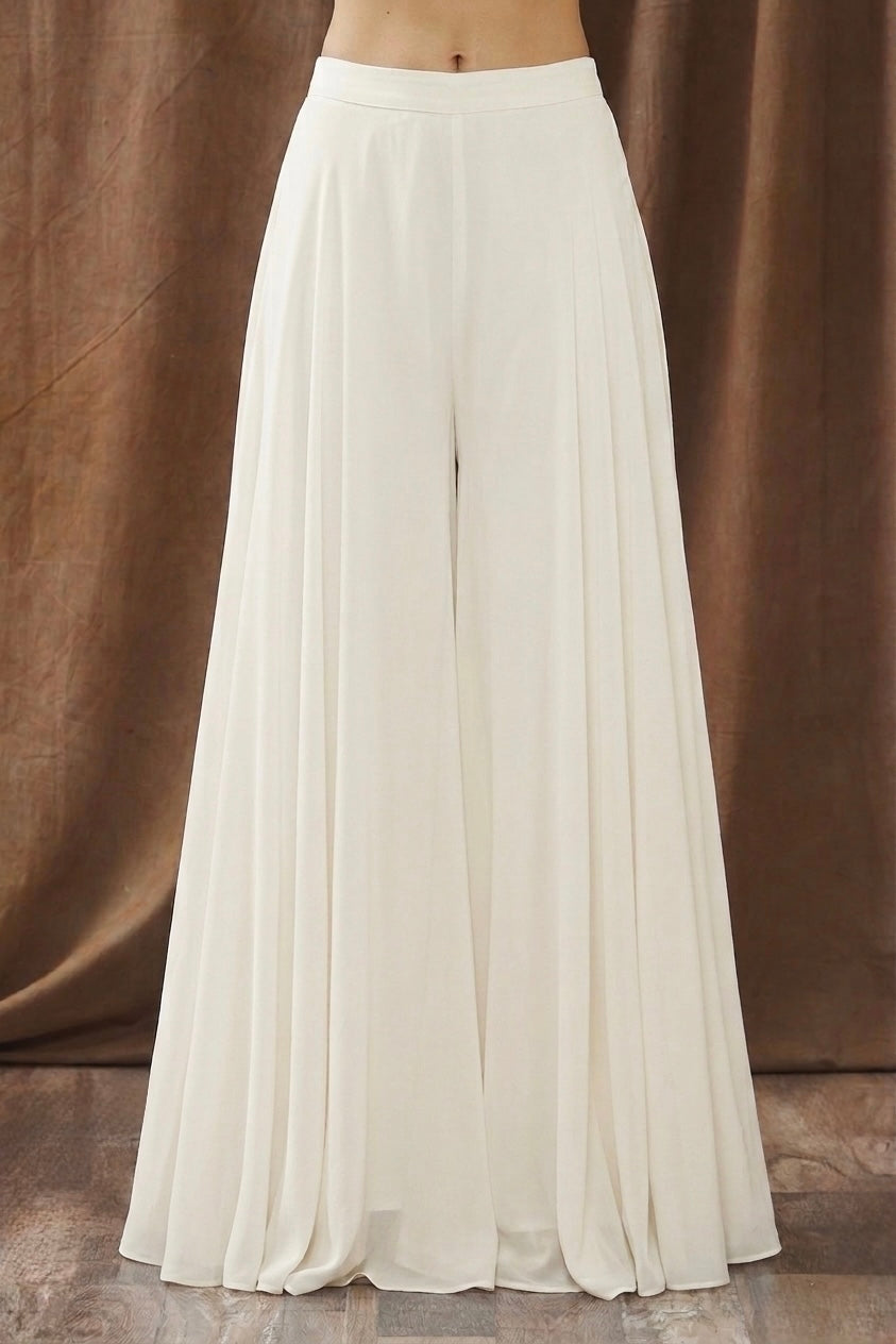 Ivory White Georgette Flared Sharara