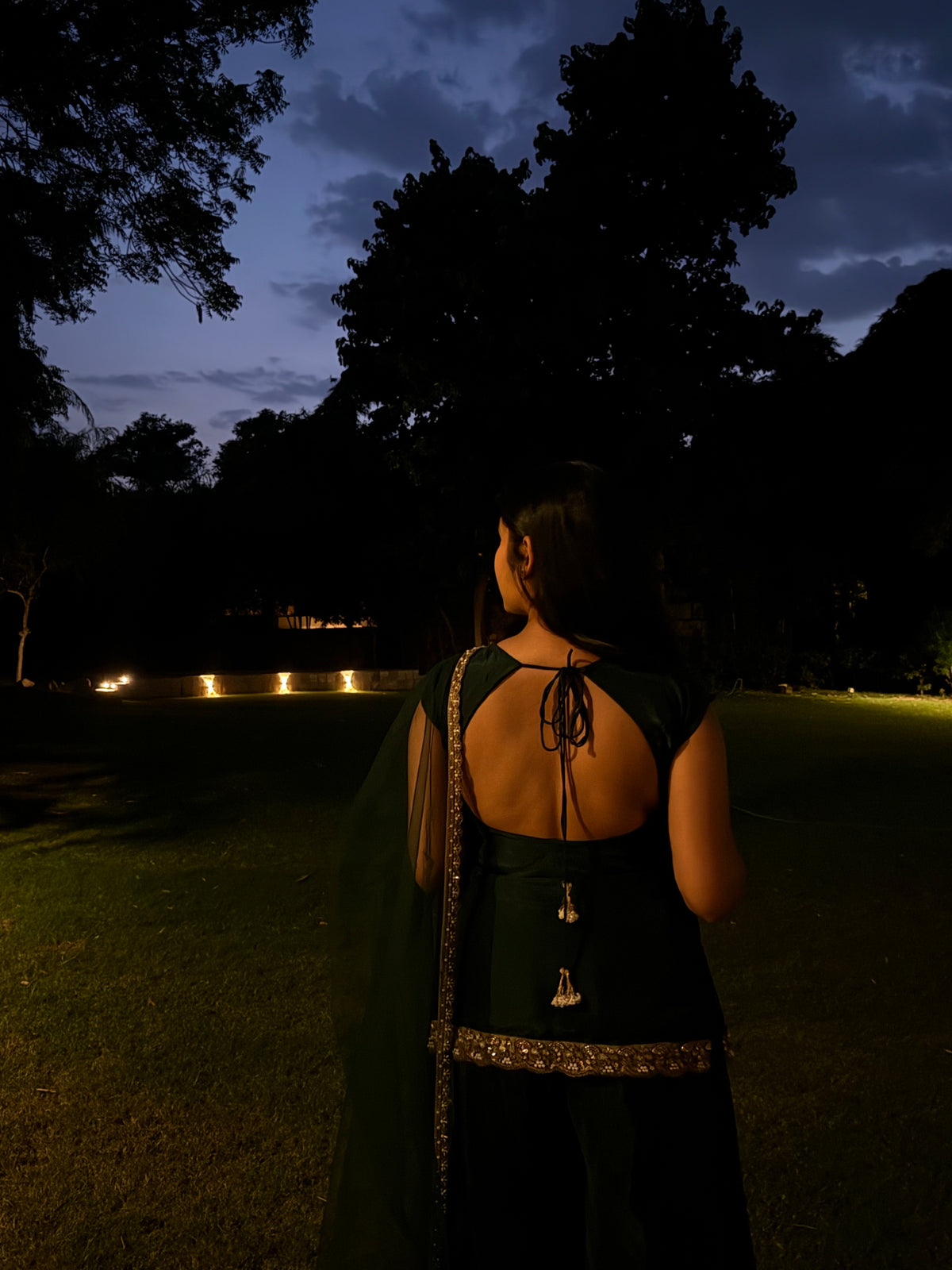 Panna - Emerald Green Embroidered Sharara Set