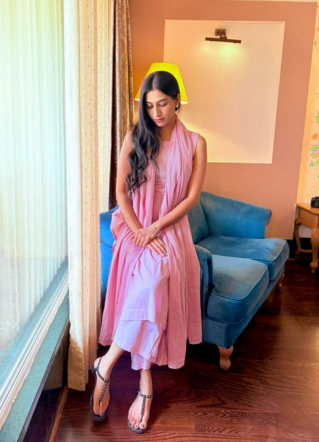 Powder Pink Cotton Suit Set