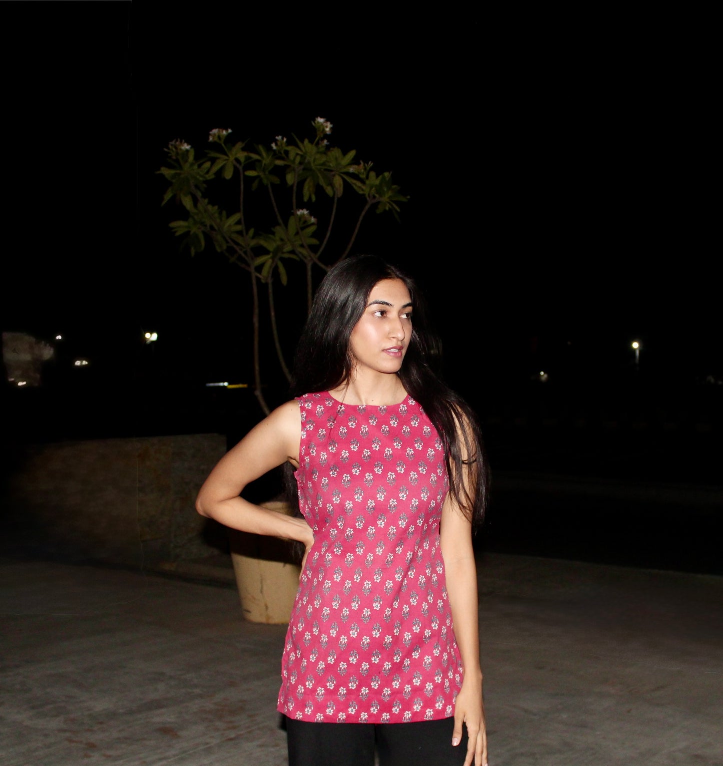 Pink Petal Short Cotton Kurti