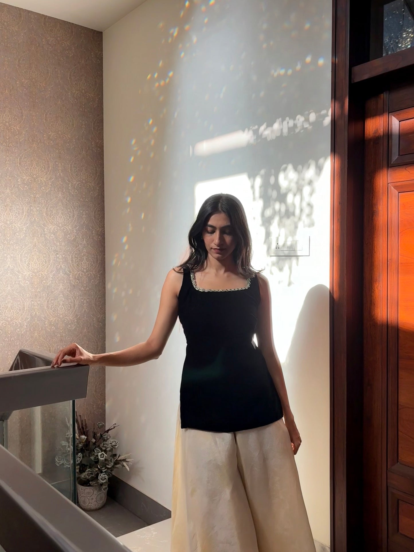 Midnight Black Velvet Suit Set