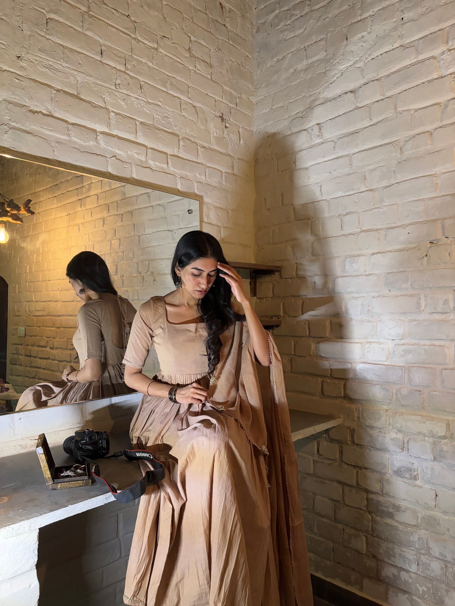 Pastel Sand Cotton Suit Set